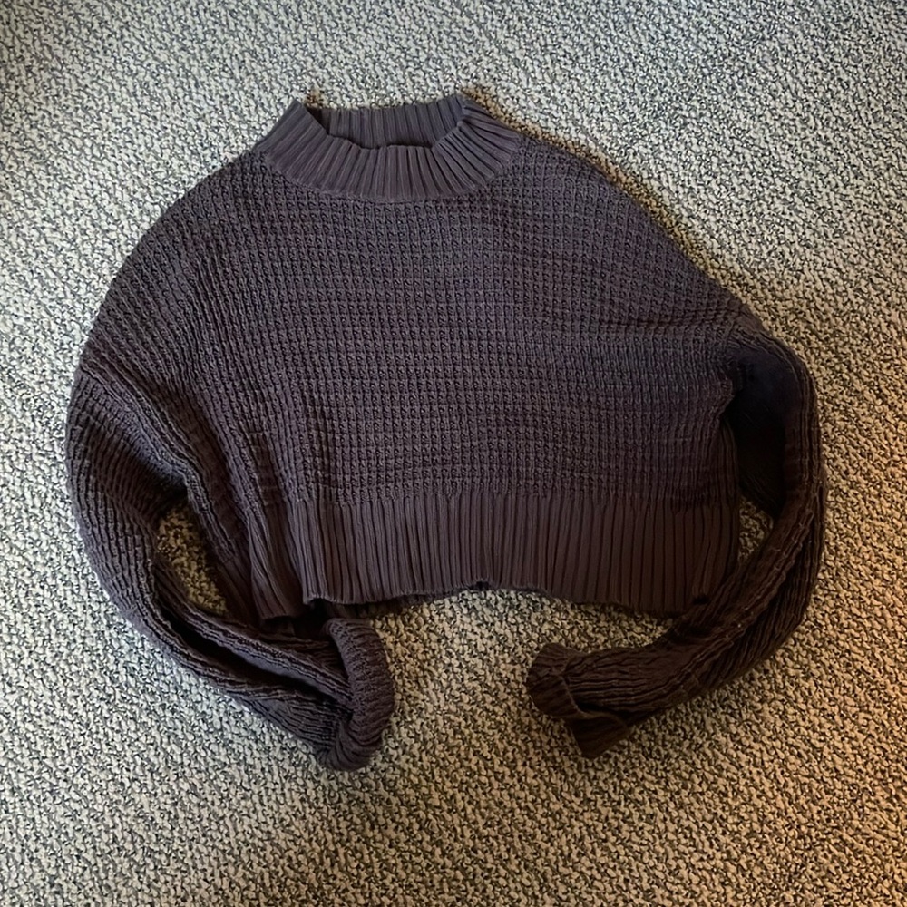 pacsun la hearts cropped brown sweater